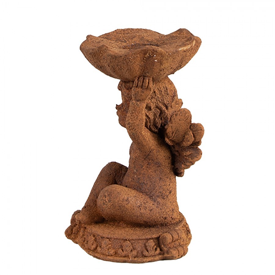 Svícen dekorativní rezavá figurka anděl - 7*7*12 cm