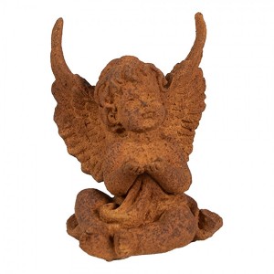 Dekorativní rezavá figurka anděl sedící - 9*8*12 cm