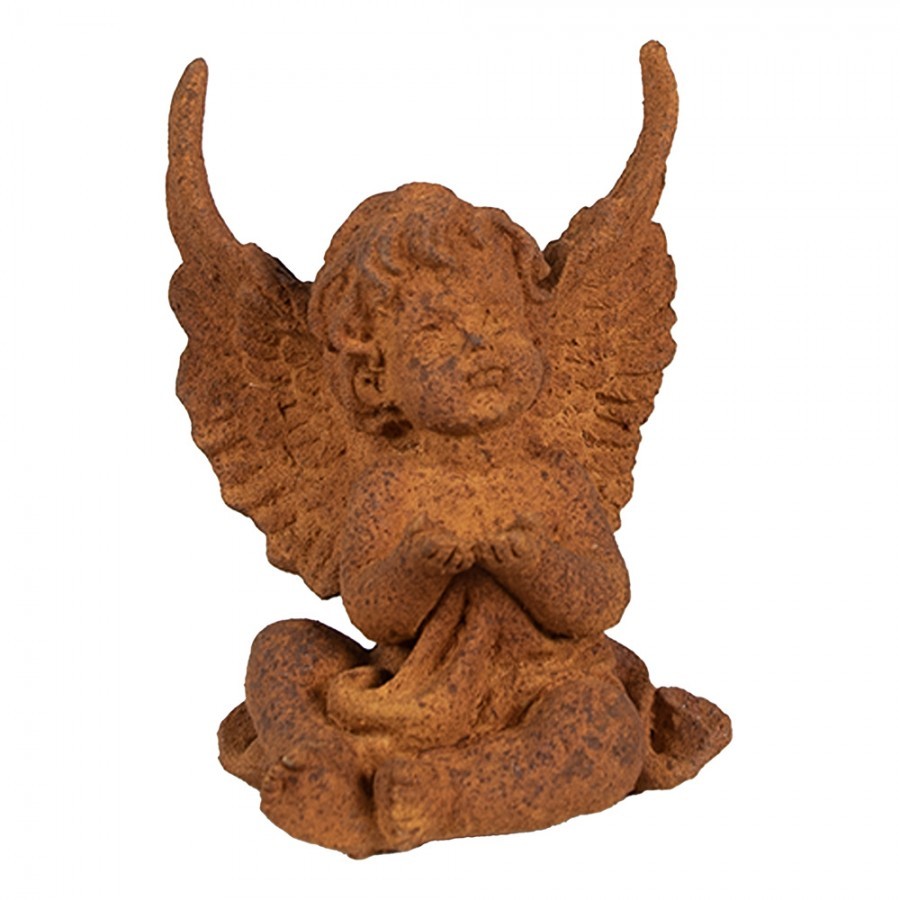 Dekorativní rezavá figurka anděl sedící - 9*8*12 cm Clayre & Eef