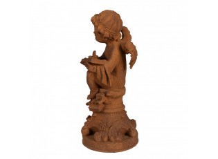 Dekorativní rezavá figurka anděl sedící s knihou - 16*16*36 cm