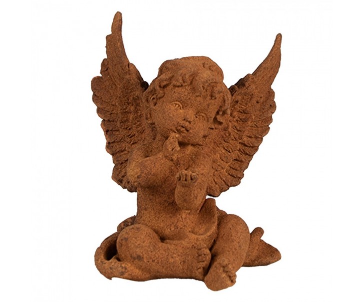 Dekorativní rezavá figurka anděl sedící - 9*8*11 cm
