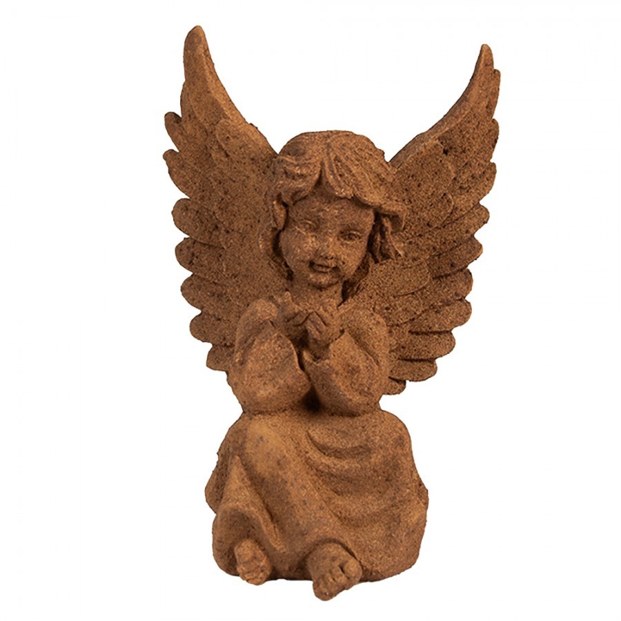 Dekorativní rezavá figurka anděl sedící - 11*9*15 cm Clayre & Eef