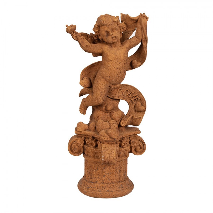 Dekorativní rezavá figurka anděl se srdci Love - 13*13*30 cm