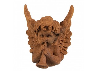 Dekorativní rezavá figurka anděl s trubkou - 11*11*12 cm