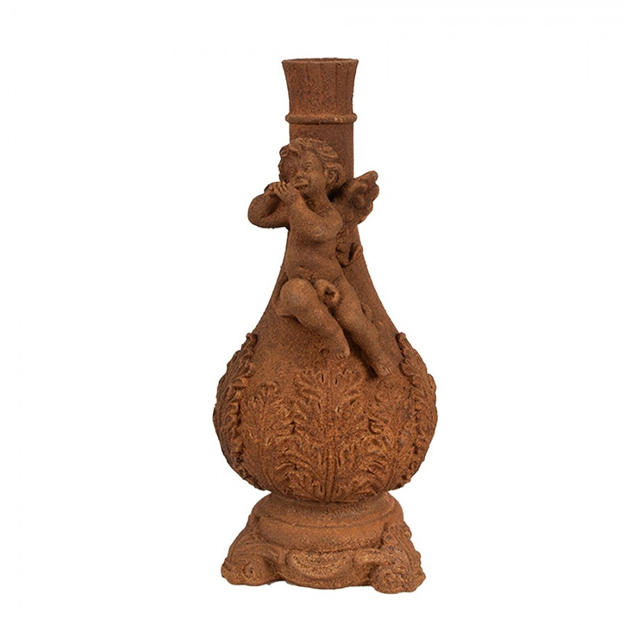 Dekorativní svícen rezavá figurka anděl - 10*10*23 cm