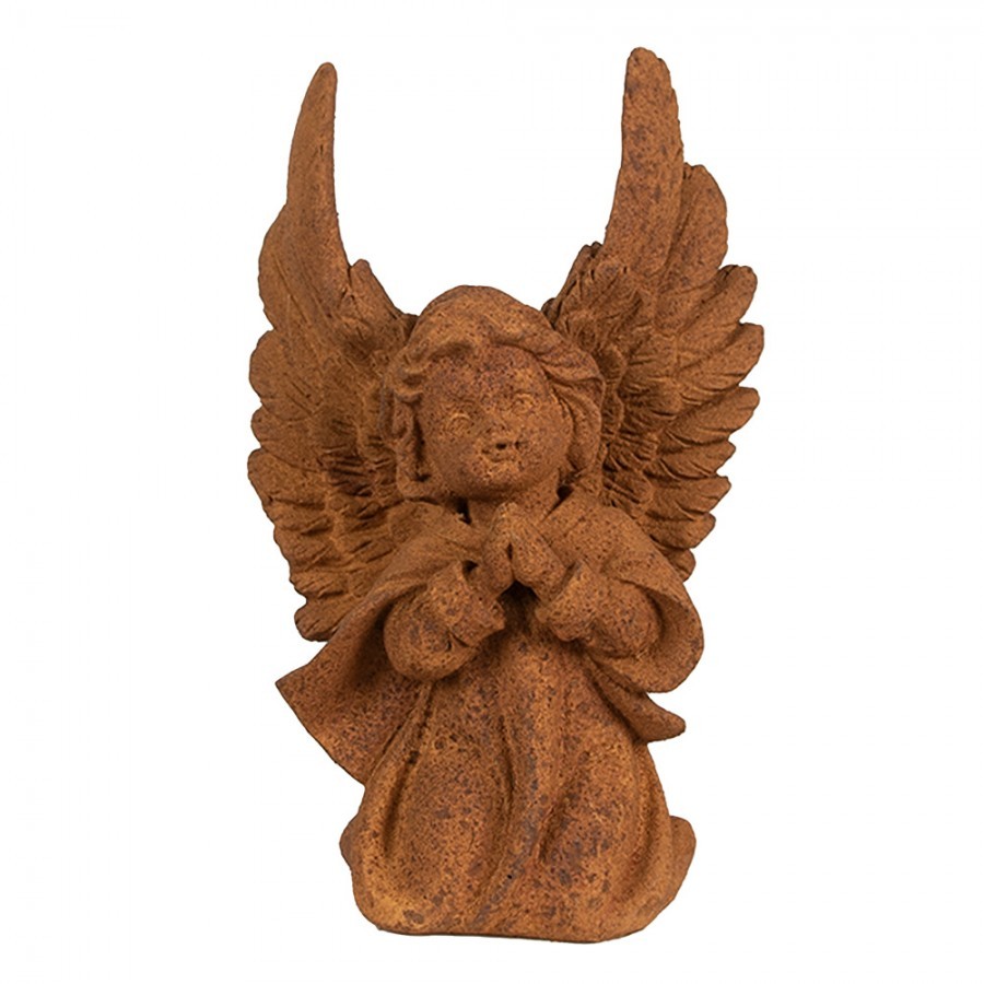 Dekorativní rezavá figurka anděl modlící - 13*8*19 cm 6PR4066