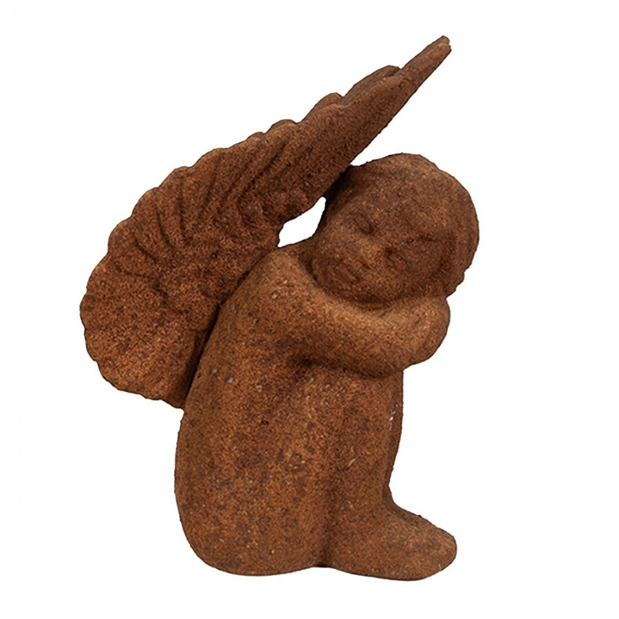 Dekorativní rezavá figurka anděl sedící - 11*7*15 cm