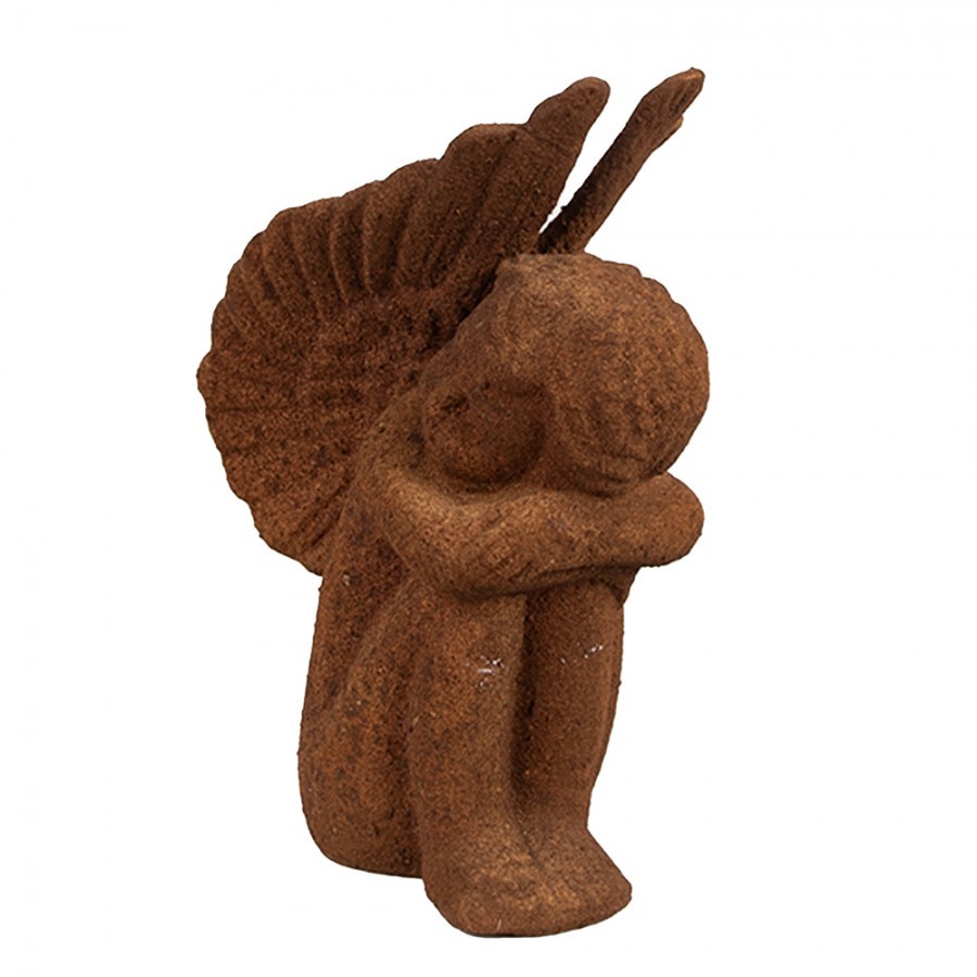 Dekorativní rezavá figurka anděl sedící - 11*7*15 cm