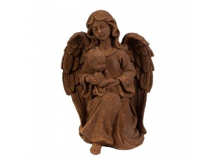 Dekorativní rezavá figurka anděl držící dítě - 13*11*18 cm