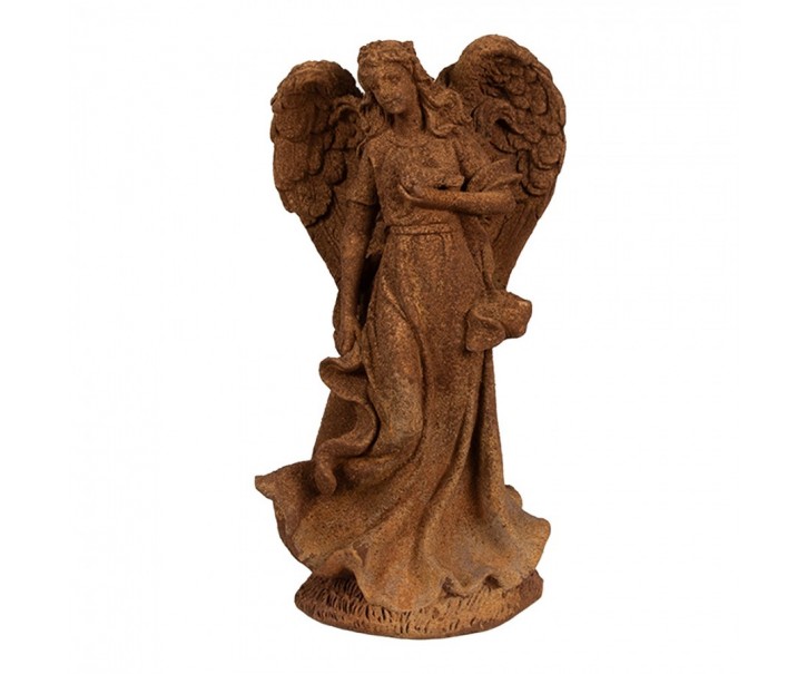 Dekorativní rezavá figurka anděl s holubicí - 12*10*23 cm