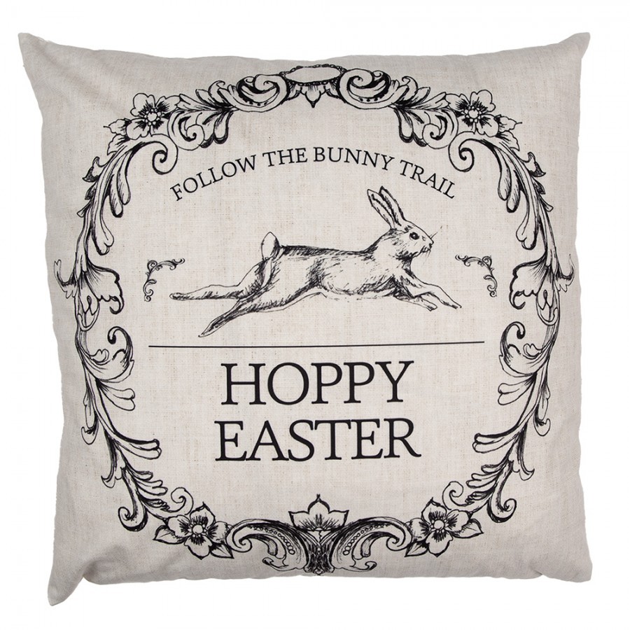 Povlak na polštář s králíkem Hoppy Easter - 45*45cm Clayre & Eef