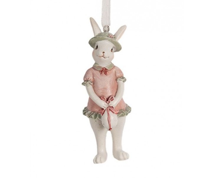 Závěsná ozdobná dekorace králičice v šatech s vajíčkem - 4*4*10 cm