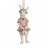 Závěsná ozdobná dekorace králičice v šatech s vajíčkem - 4*4*10 cm Barva: bílá, multiMateriál: PolyresinHmotnost: 0,048 kg