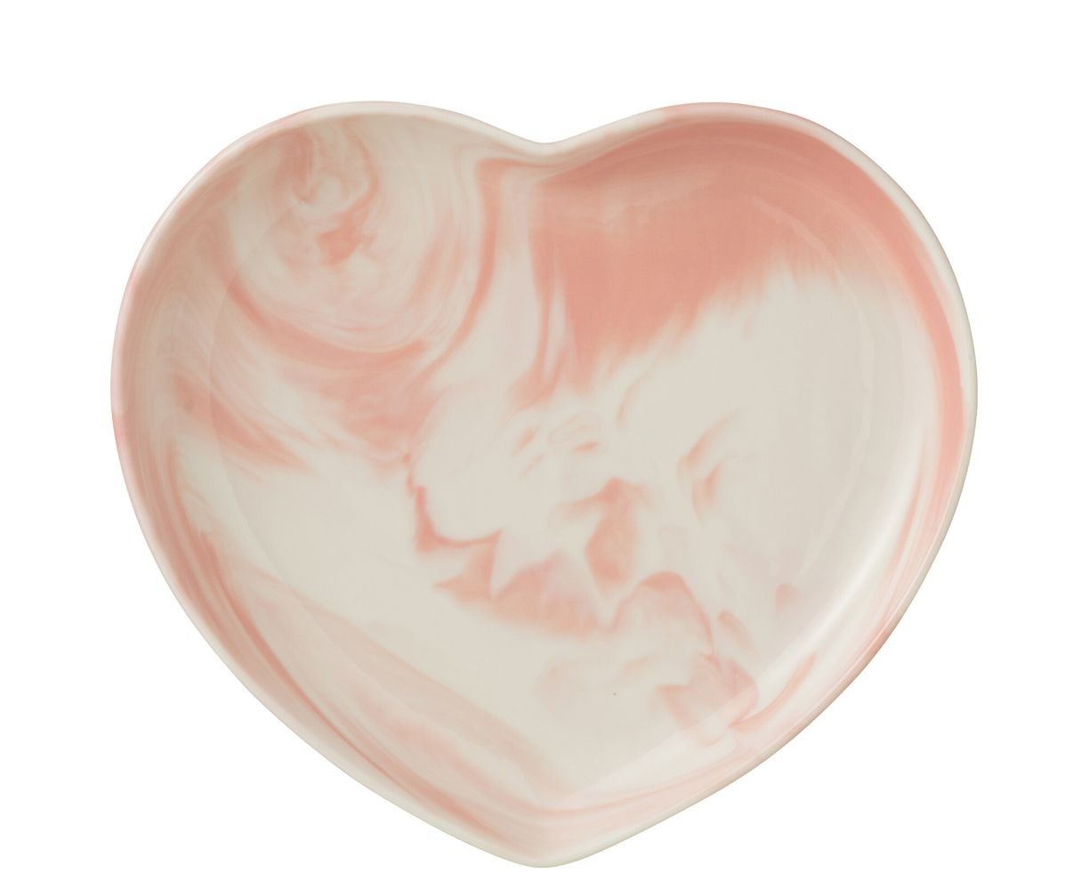 Krémovo-růžový porcelánový talíř ve tvaru srdce Heart - 23*21*3 cm 40103