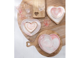 Krémovo-růžový porcelánový talíř ve tvaru srdce Heart - 23*21*3 cm