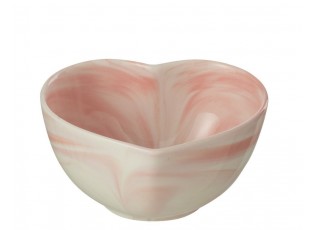 Krémovo-růžová porcelánová miska ve tvaru srdce Heart - 15*13*7 cm