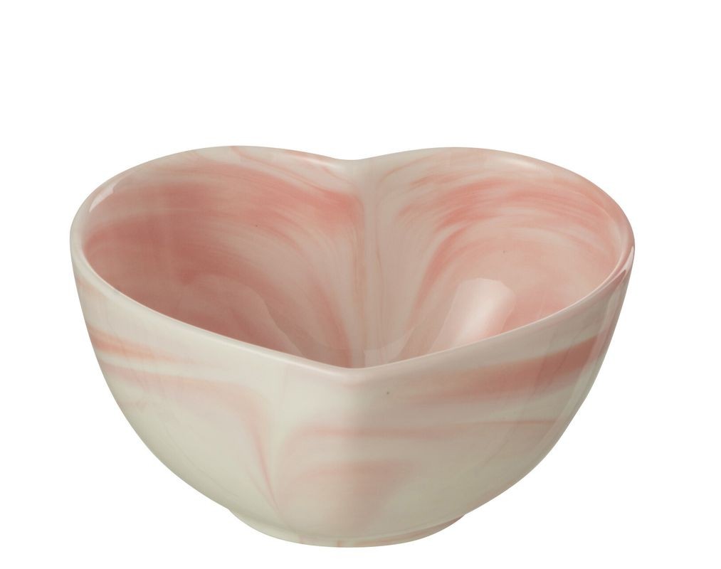 Levně Krémovo-růžová porcelánová miska ve tvaru srdce Heart - 15*13*7 cm 40105
