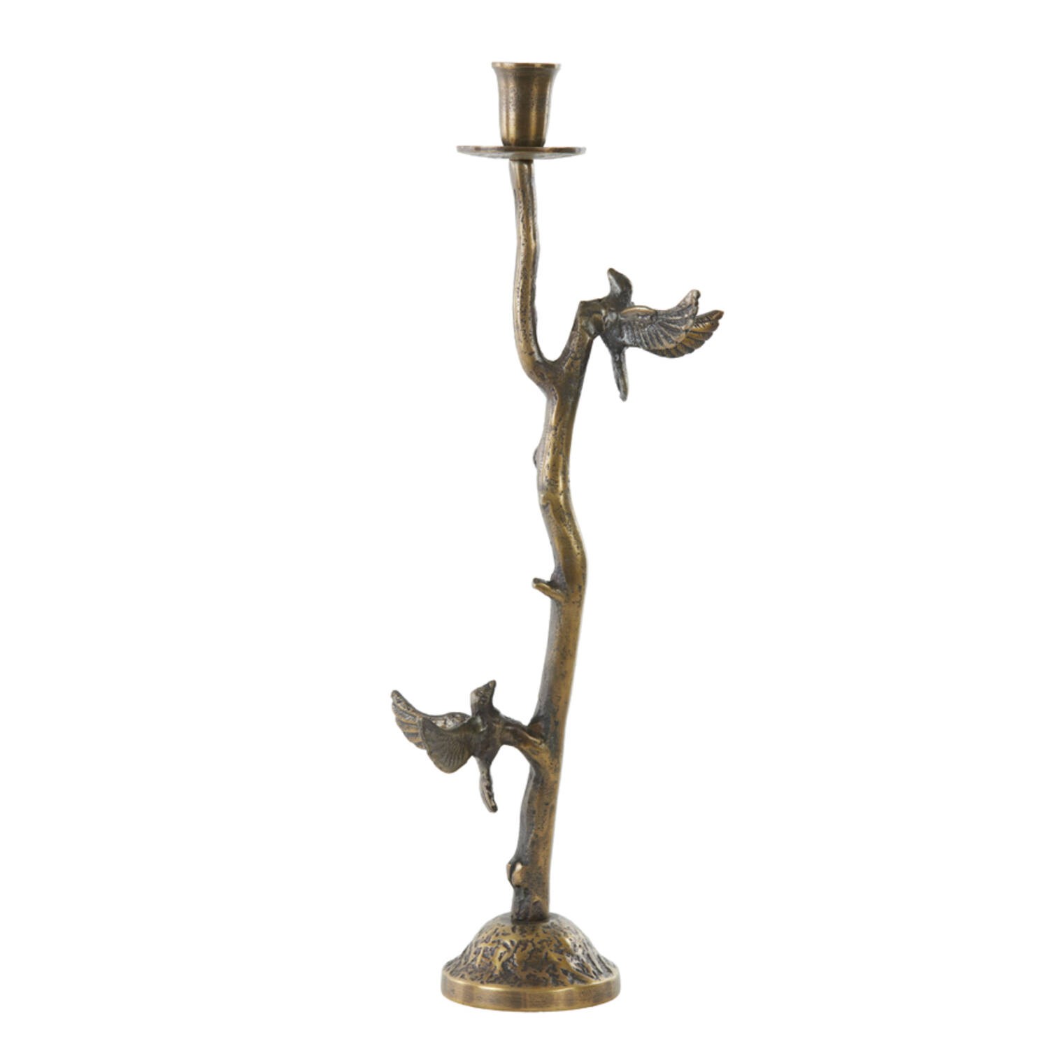 Bronzový antik kovový svícen s ptáčky Bird antique - 18*10*50 cm