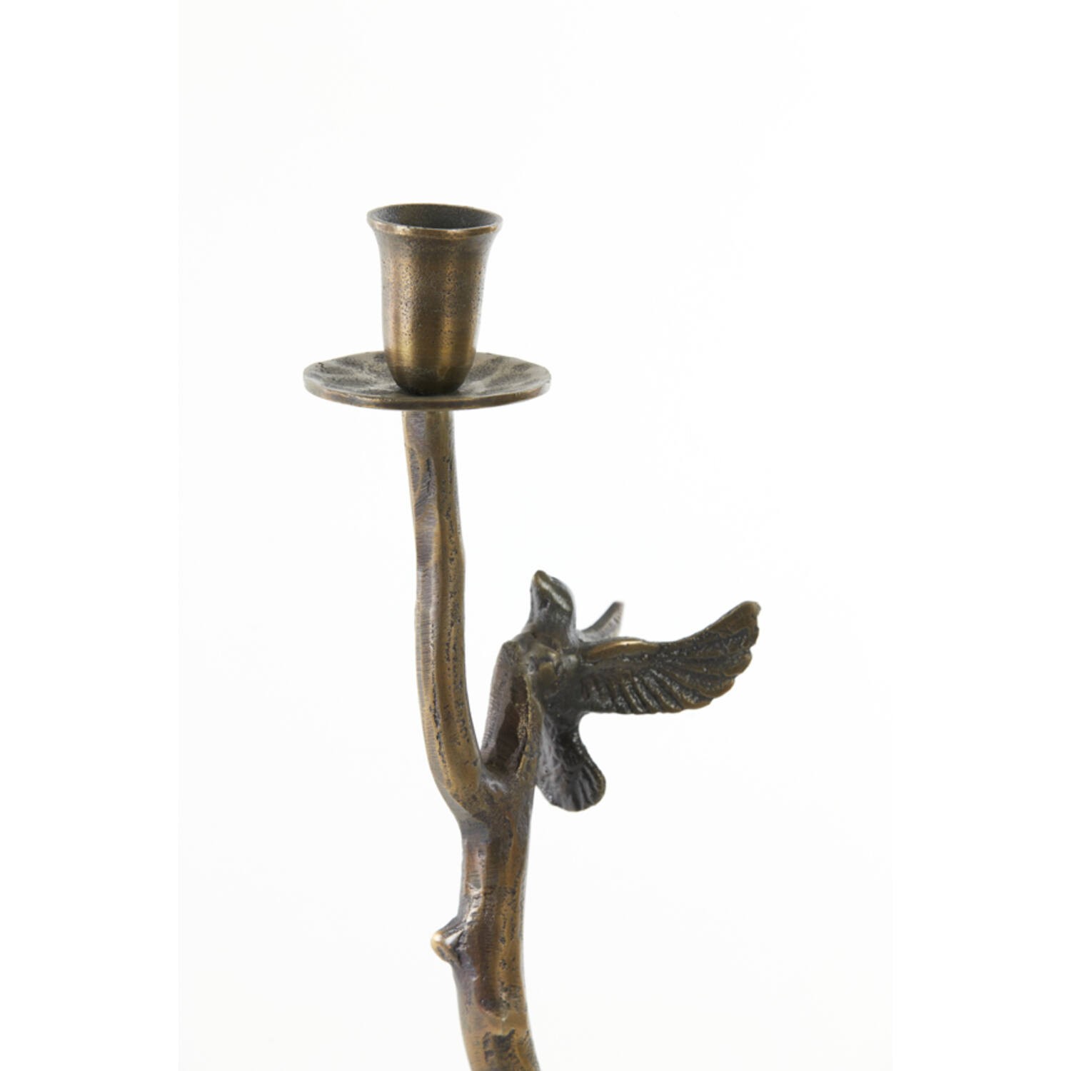 Bronzový antik kovový svícen s ptáčky Bird antique - 18*10*50 cm