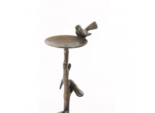 Bronzový antik kovový svícen s ptáčky Bird antique - 17*11*34 cm