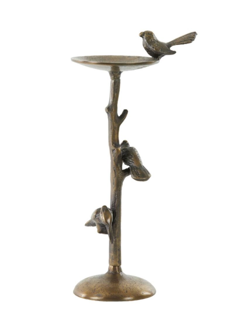 Bronzový antik kovový svícen s ptáčky Bird antique - 17*11*34 cm Light & Living