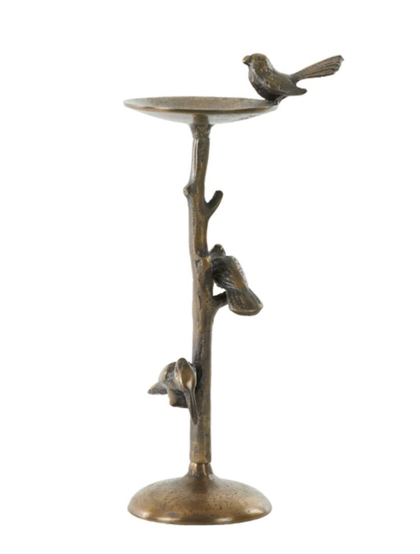 Bronzový antik kovový svícen s ptáčky Bird antique - 17*11*34 cm
