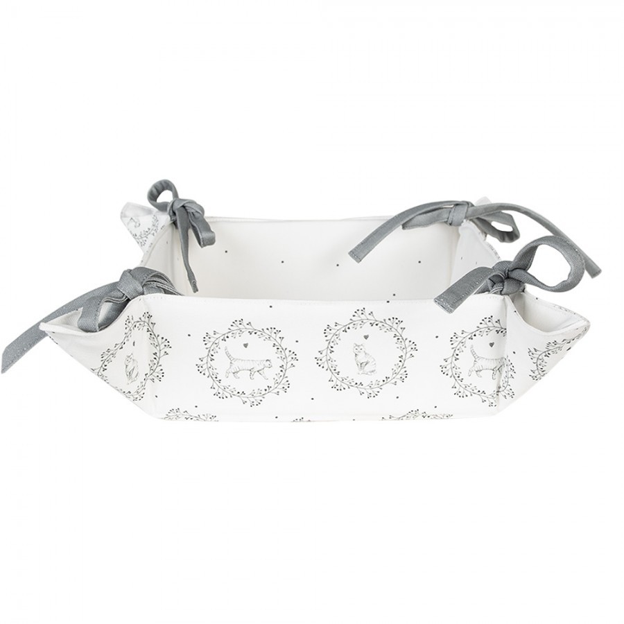 Bavlněný košík na pečivo s kočičkami Lovely Grey Cats - 35*35*8 cm