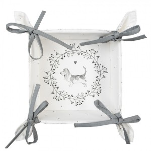 Textilní košík na pečivo s pejsky Lovely Grey Dogs - 35*35*8 cm