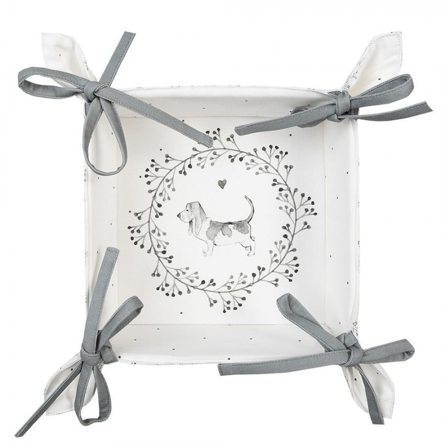Textilní košík na pečivo s pejsky Lovely Grey Dogs - 35*35*8 cm Clayre & Eef