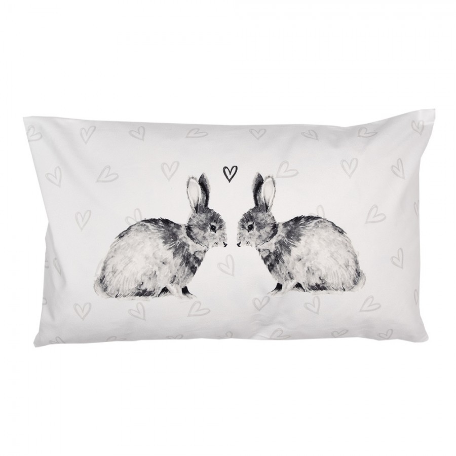 Povlak na polštář s králíčky a srdíčky Bunnies in Love - 30*50 cm Clayre & Eef