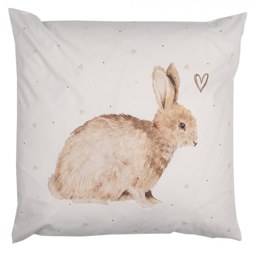 Povlak na polštář s motivem králíčka a srdíček Bunnies in Love - 45*45 cm Clayre & Eef