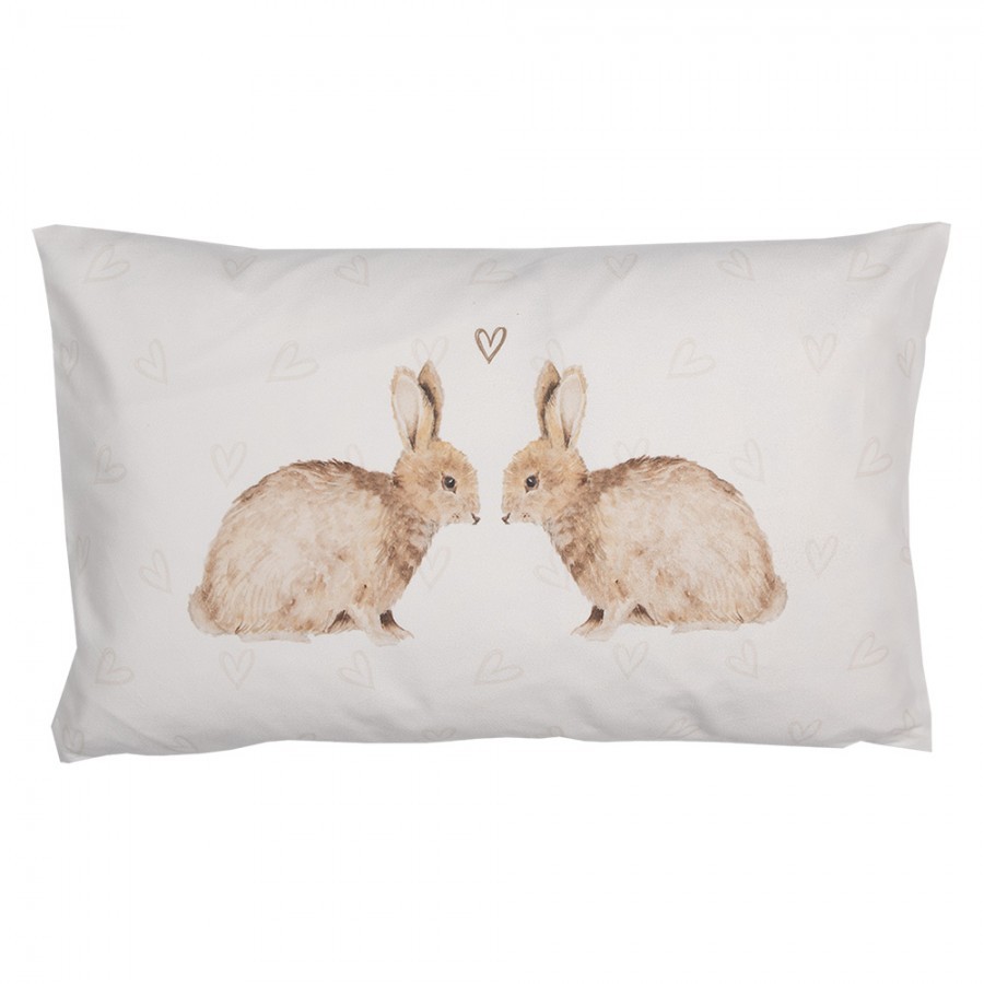 Povlak na polštář s motivem králíčků a srdíček Bunnies in Love - 30*50 cm Clayre & Eef
