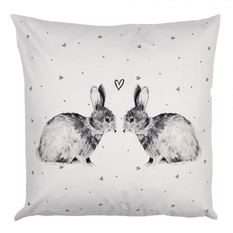 Povlak na polštář s králíčky a srdíčky Bunnies in Love - 45*45 cm Clayre & Eef