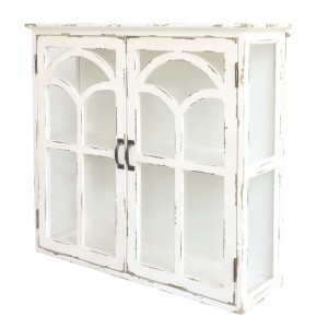 Krémová antik nástěnná dřevěná skříňka s dvířky Flori - 70*20*62 cm