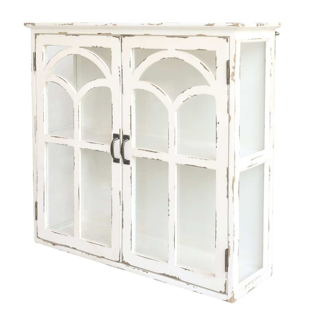 Krémová antik nástěnná dřevěná skříňka s dvířky Flori - 70*20*62 cm