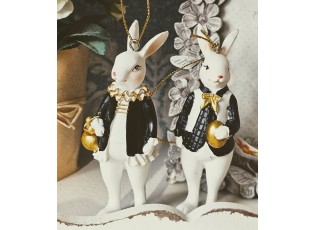 Set 2ks závěsná dekorace králík v obleku se zlatými vajíčky - 4*4*10 / 4*4*10 cm