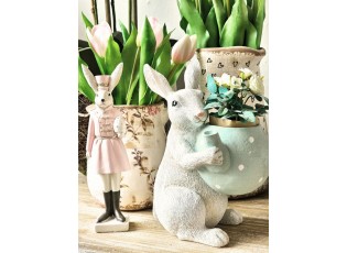 Dekorace králík s květináčkem ve tvaru konvičky - 17*17*23 cm