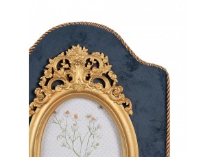 Modro - zlatý nástěnný fotorámeček se střapci Baroque - 21*2*32 cm / 10*15 cm