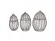 3ks hnědý závěsný dekorační koš ve tvaru vejce - Ø 19x30 / Ø 16x26 / Ø 13x24 cm 
