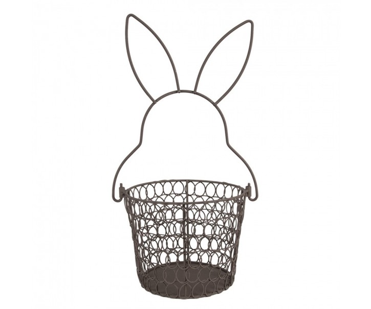 Hnědý drátěný dekorační košík králík Bunny - Ø 15*34 cm