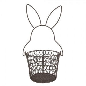 Hnědý drátěný dekorační košík králík Bunny - Ø 15*34 cm