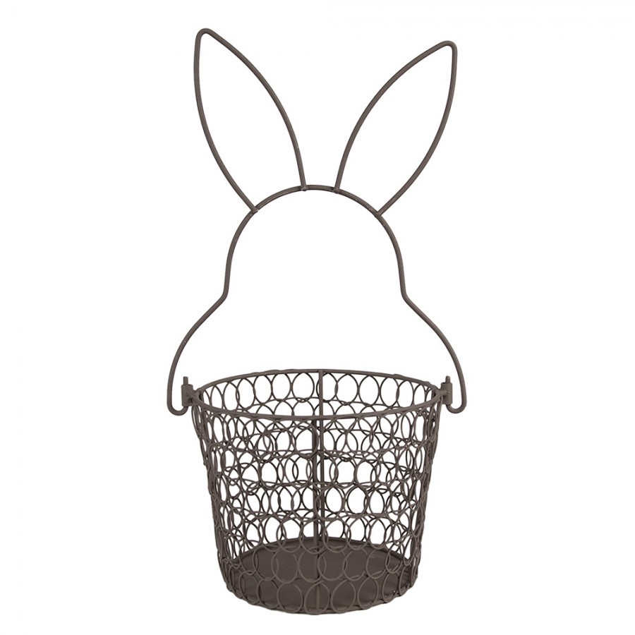 Levně Hnědý drátěný dekorační košík králík Bunny - Ø 15*34 cm 6Y5488