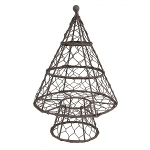 Hnědá drátěná dekorace vánoční stromeček - Ø 21*33 cm 