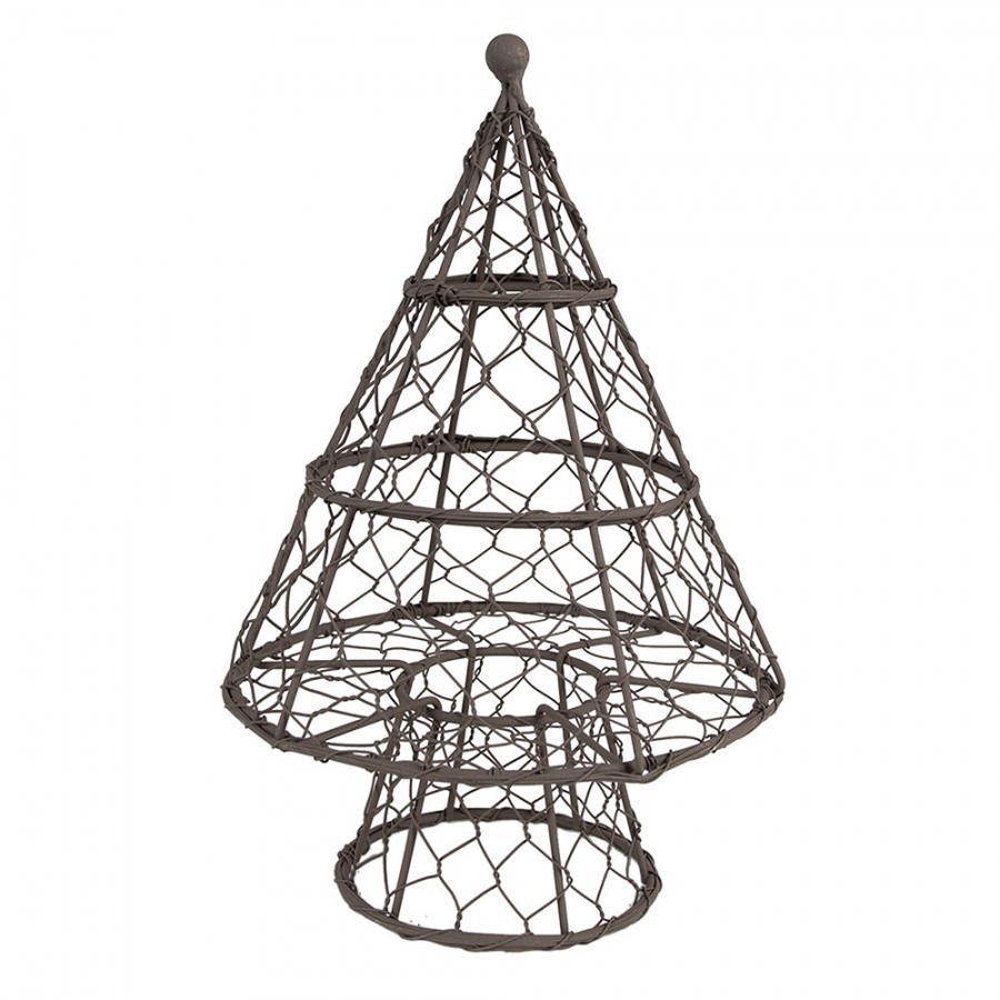 Hnědá drátěná dekorace vánoční stromeček - Ø 21*33 cm 