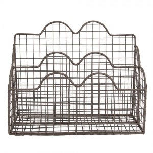 Hnědý antik kovový držák na dopisy - 27*12*22 cm 