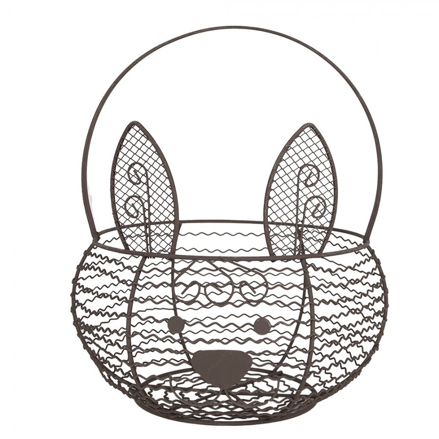 Hnědý drátěný dekorační košík králík Bunny - Ø 20*12 cm  Clayre & Eef