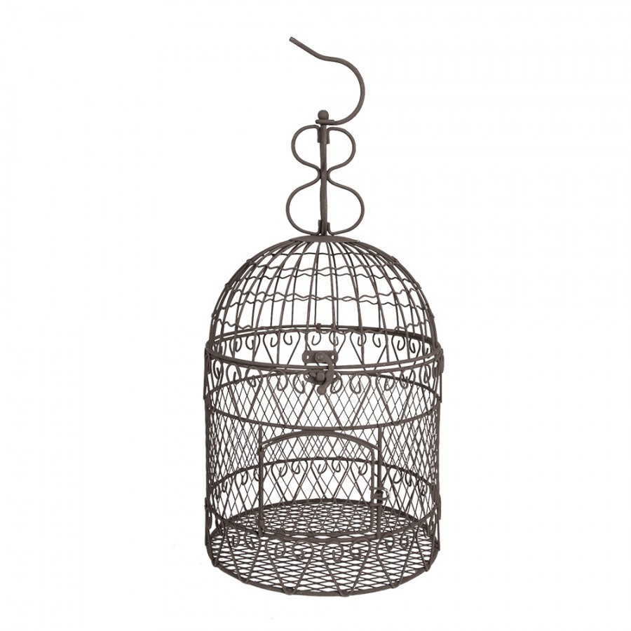 Hnědá kovová dekorační ptačí klec - Ø 20*44 cm  Clayre & Eef