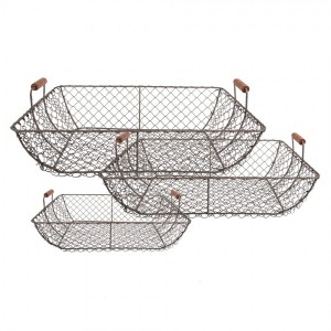 3ks drátěný kovový košík ve tvaru srdce - 25*23*11/ 22*20*10/ 19*18*8 cm 