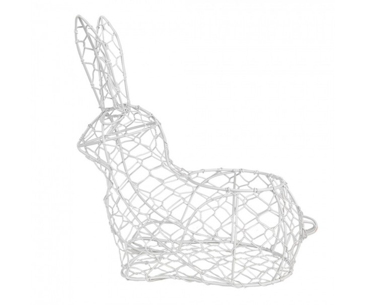 Bílý drátěný dekorační košík králík Bunny L - 28*15*30 cm