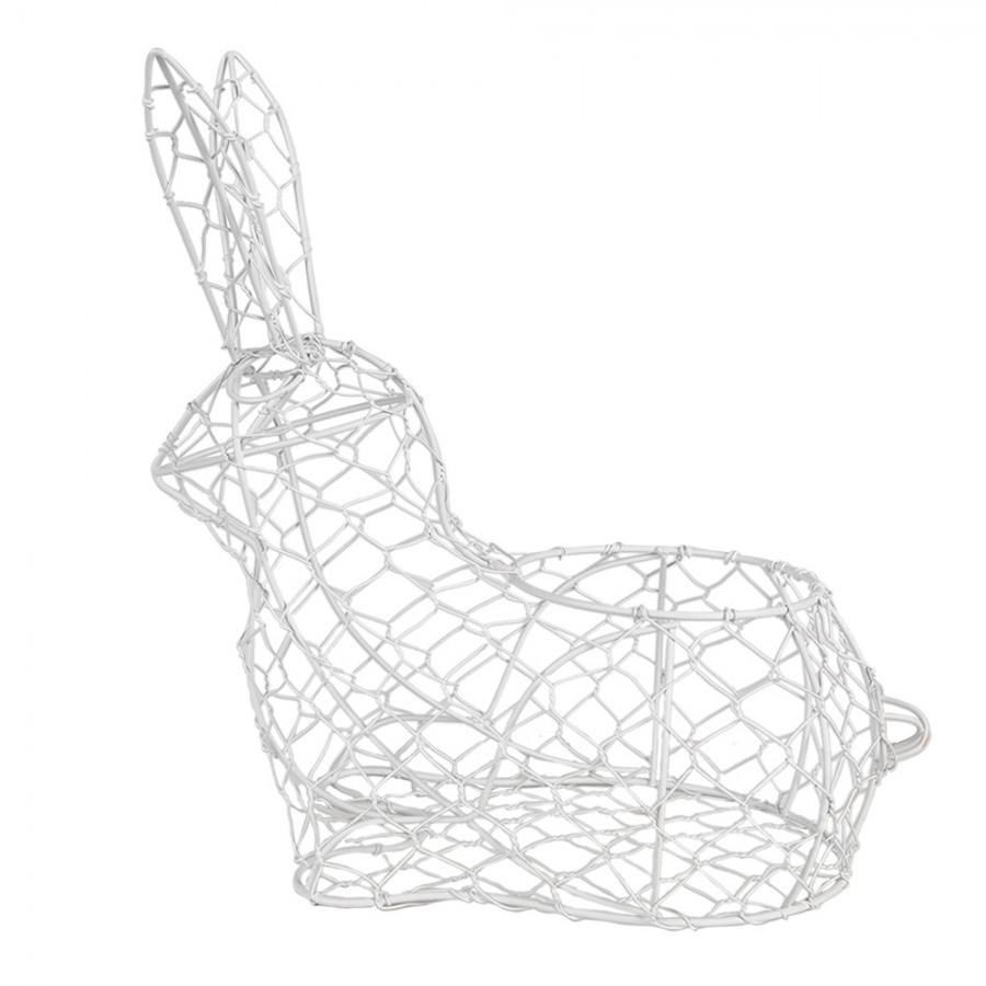 Bílý drátěný dekorační košík králík Bunny L - 28*15*30 cm 6Y5481L